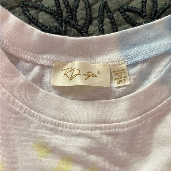 Anthropologie White Mini Dress with Pale Yellow Tie-Dye - Picture 3 of 4